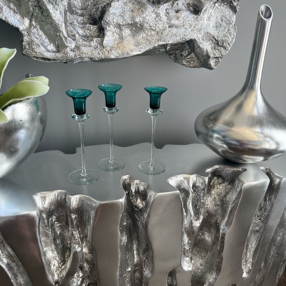 COPY - A set of two 1960s vintage mid century, modern teal blue candle stick ho… - Picture 6 of 12